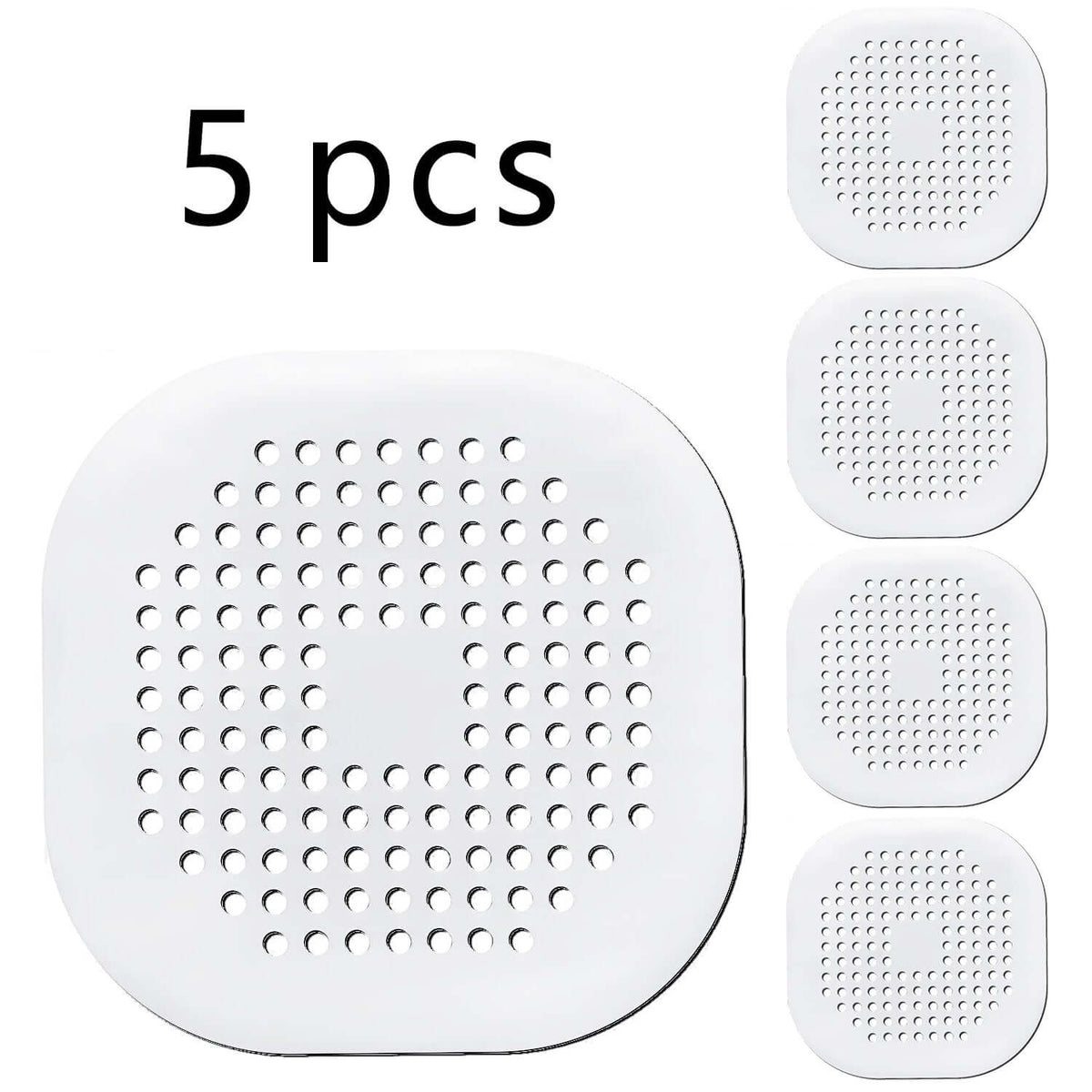 Silicone drain protector for bathroom kitchen, pack of 5 pieces, designed to prevent clogs and debris.