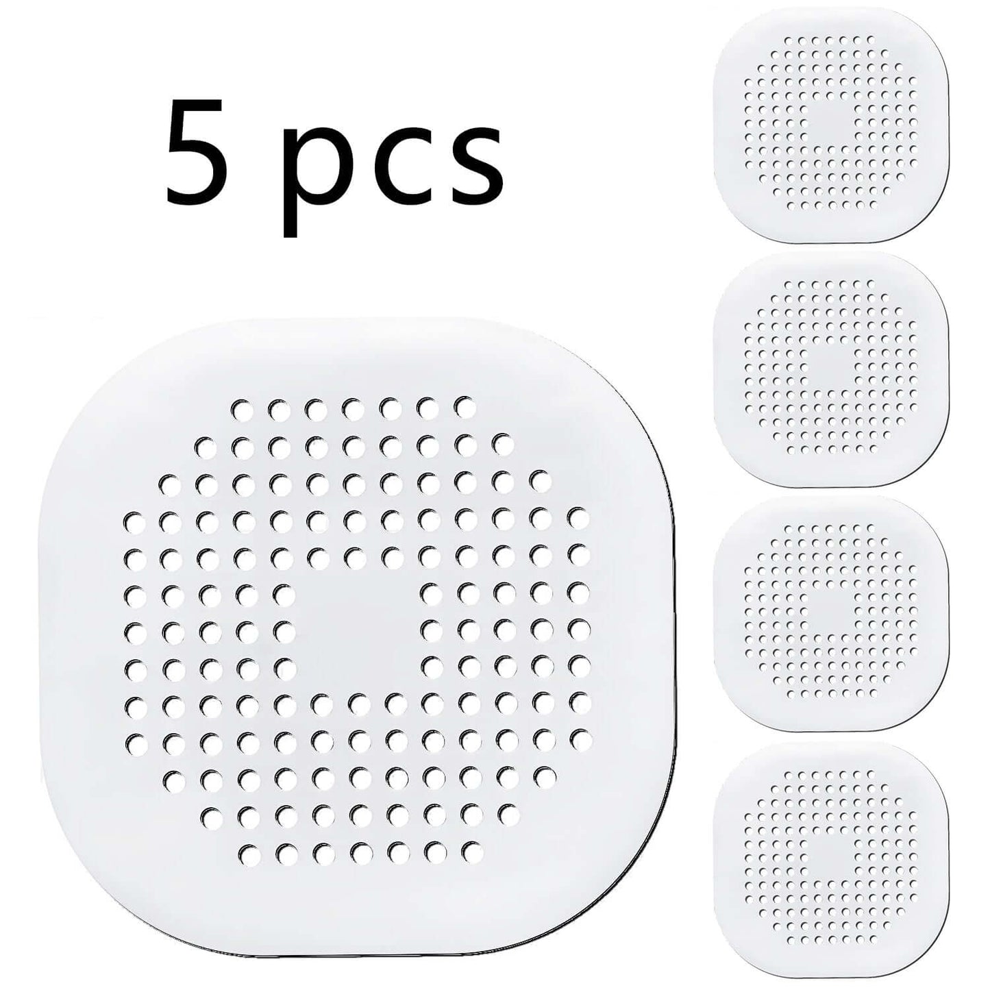 Silicone drain protector for bathroom kitchen, pack of 5 pieces, designed to prevent clogs and debris.