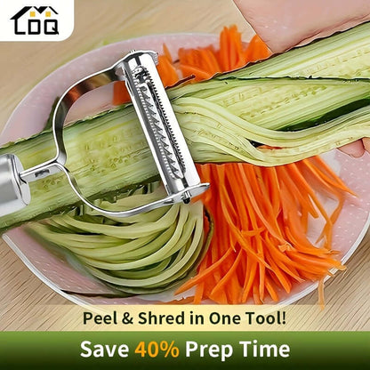 Stainless steel restaurant cookware for efficient peeling and shredding vegetables, saving time in the kitchen.