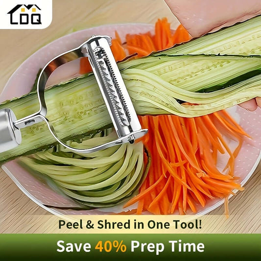 Stainless steel restaurant cookware for efficient peeling and shredding vegetables, saving time in the kitchen.