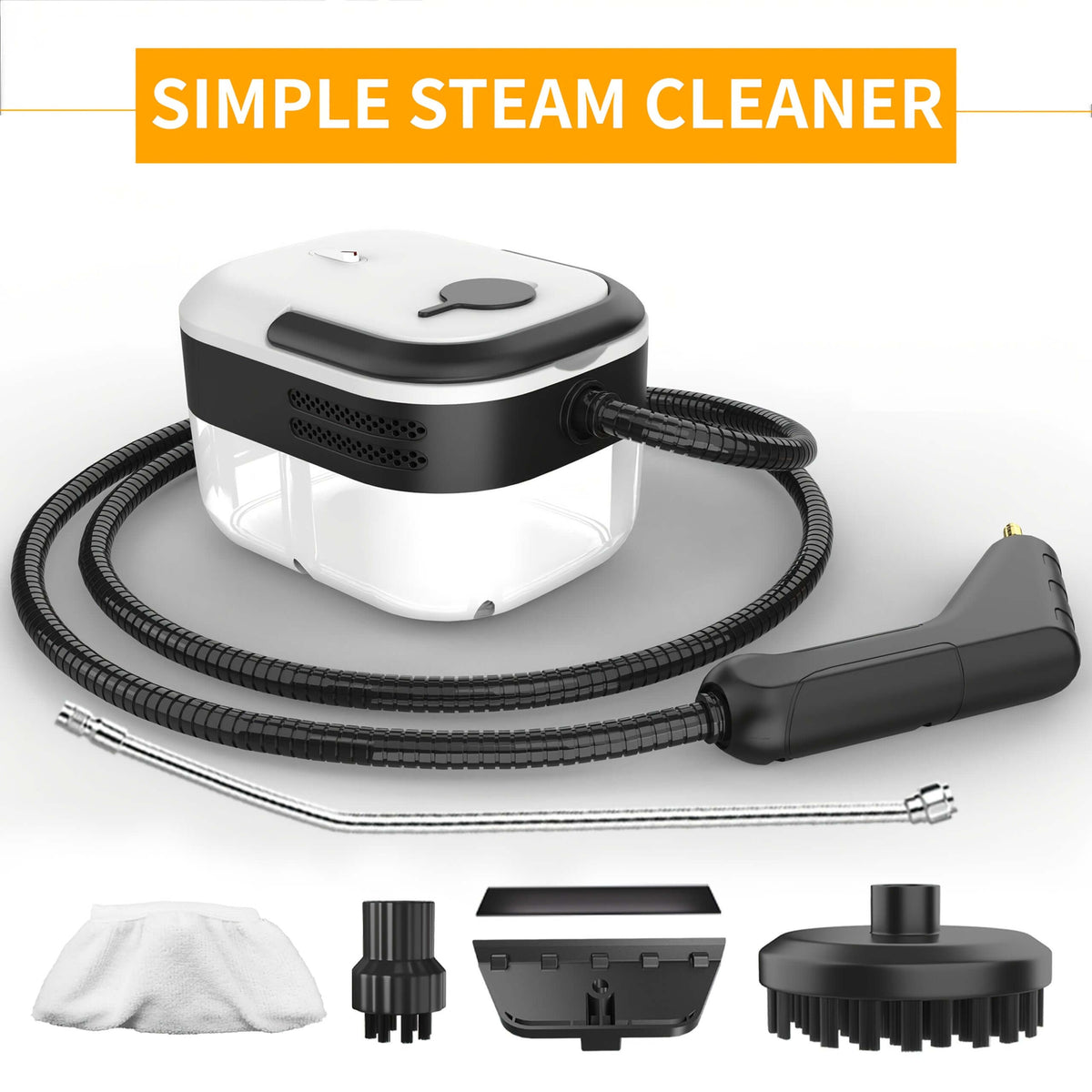 high pressure handheld steam cleaner with hose and attachments for effective cleaning.