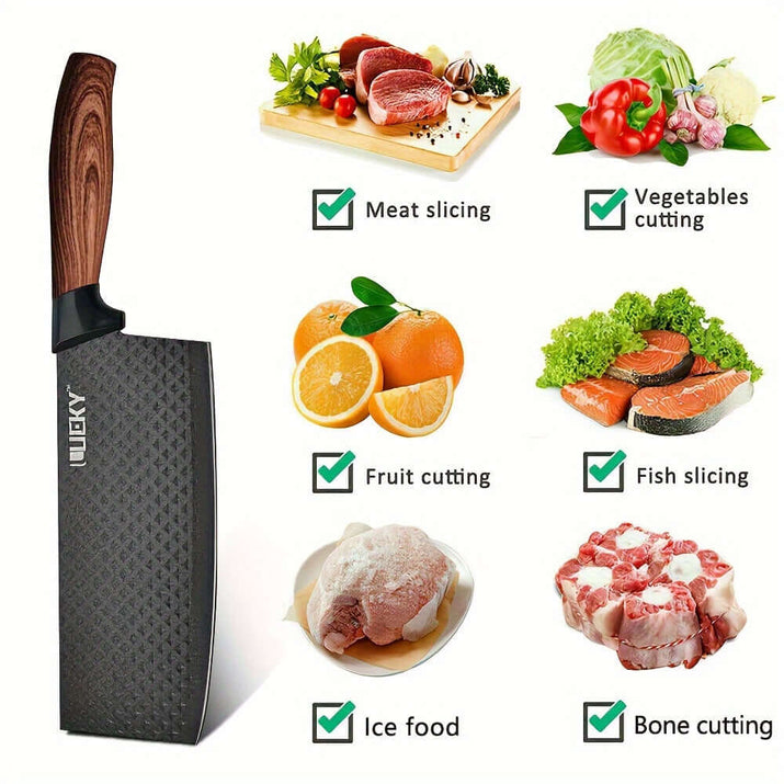professional kitchen knife set with various cutting tasks like meat, fruit, vegetables, and fish; perfect for culinary use.