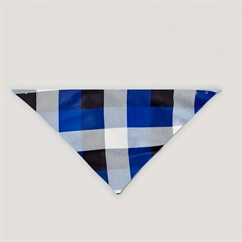 blue and black checkered bandana triangle shape with varying shades and textures