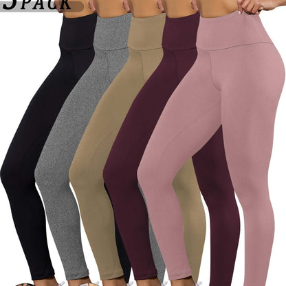 high waisted tummy control leggings in a variety of colors including black, gray, burgundy, and pink.