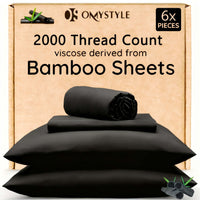 4pcs/6pcs Bamboo Cooling Bedding Set featuring high-quality bamboo sheets with a luxurious 2000 thread count.