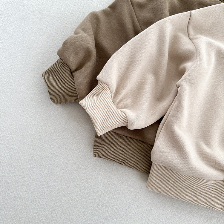 Arrival Kids Unisex Soft Comfortable Long Sleeves Solid Color Top Casual Pullover-2