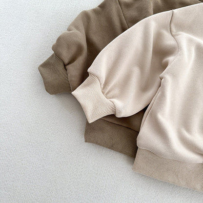 Arrival Kids Unisex Soft Comfortable Long Sleeves Solid Color Top Casual Pullover-2