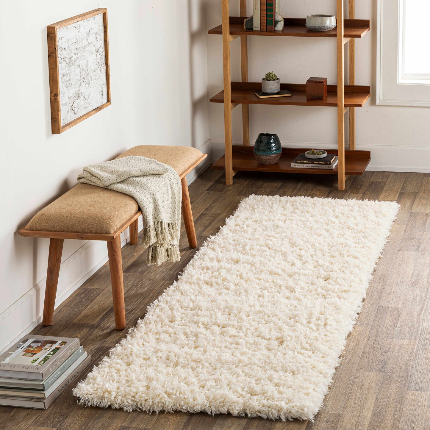 Siari Solid Cream Plush Rug-4